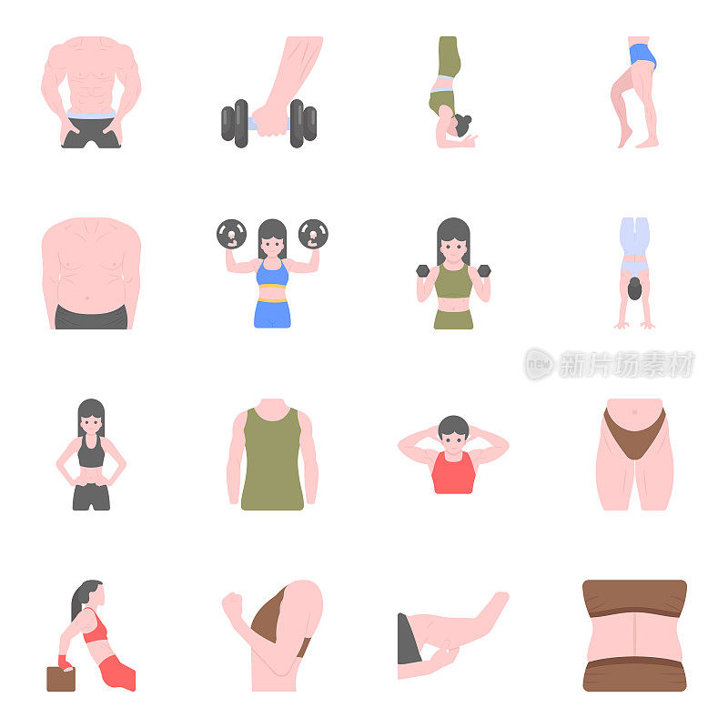 Pack of Aerobics and Workout Flat Icons